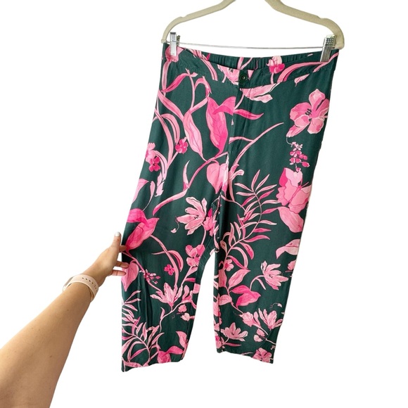 Anthropologie Floral Palm Wide Leg Vacation Pants Size 12 - Picture 5 of 9